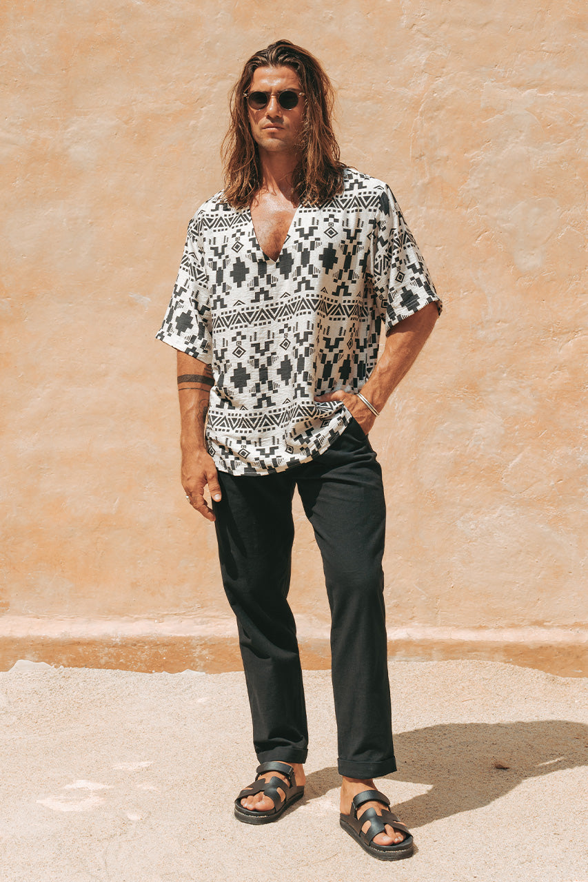 AZAR TOP - SAND/BLACK