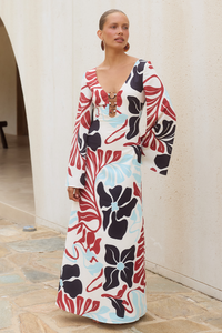 AZURE SCOOP NECK MAXI DRESS - AZURE CREAM