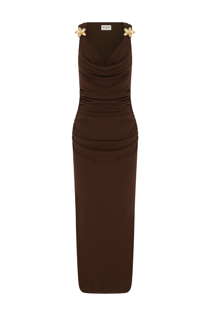 BALIN MIDI DRESS - ESPRESSO