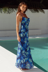 BELINA SIDE SLIT MAXI SKIRT - ELIANA BLUE