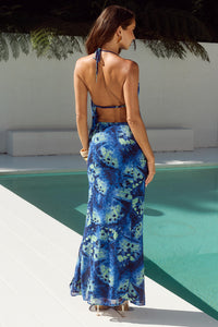 BELINA DRAPED HALTER TOP - ELIANA BLUE