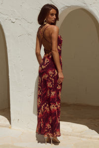 BENITO COWL CROSS BACK MAXI DRESS - ELIANA RED