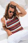 BENSON KNIT TOP - WHITE/GREEN MULTI