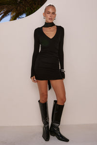 BIANCA SLEEVED MINI DRESS - BLACK