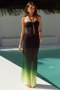 BRANDY SHEER HALTER SPLIT FRONT TOP - BLACK