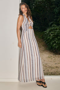 BREIZY HALTER MAXI DRESS - ESTELLA WHITE