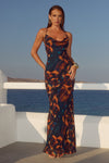 BRIGETTE COWL CROSS BACK MAXI DRESS - VALINA ORANGE