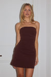 CAIRO STRAPLESS MINI DRESS - BITTER CHOCOLATE
