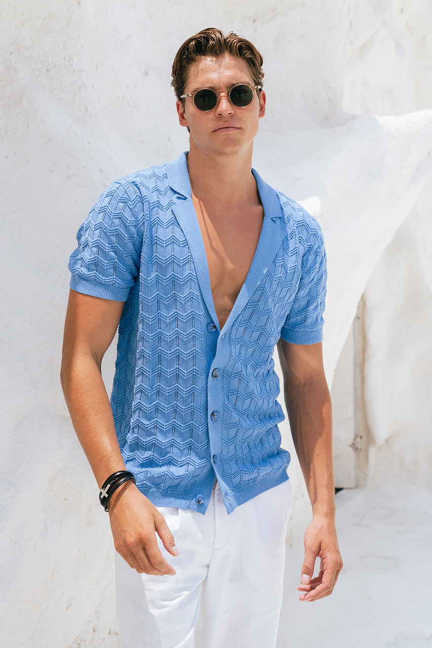 CASTRO KNIT TOP - BLUE