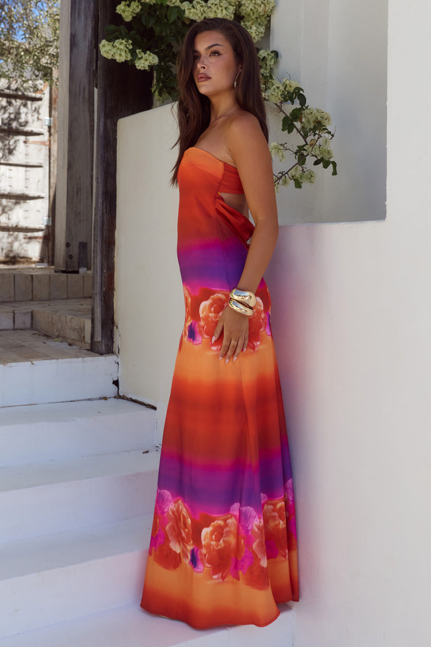 CELESTE STRAPLESS MAXI DRESS - NADIA ORANGE OMBRE