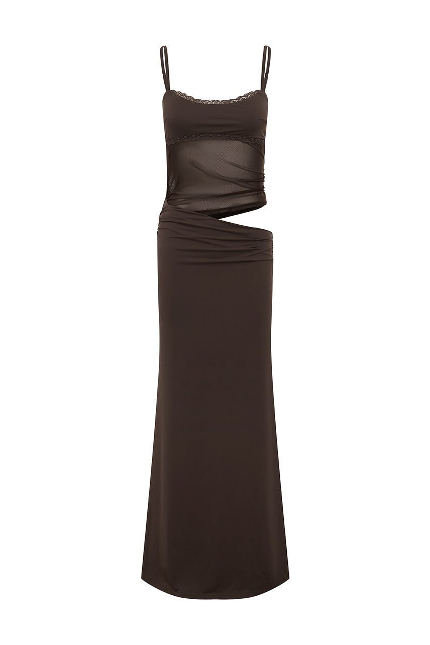 CELYSE MIDI DRESS - BITTER CHOCOLATE