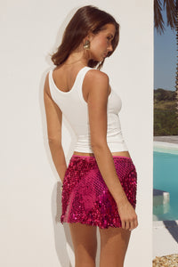 CHELLA SEQUIN MINI SKIRT - HOT PINK