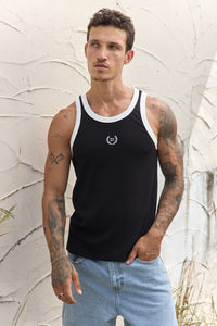 CHRIS RIBBED TANK - BLACK/OFF WHITE