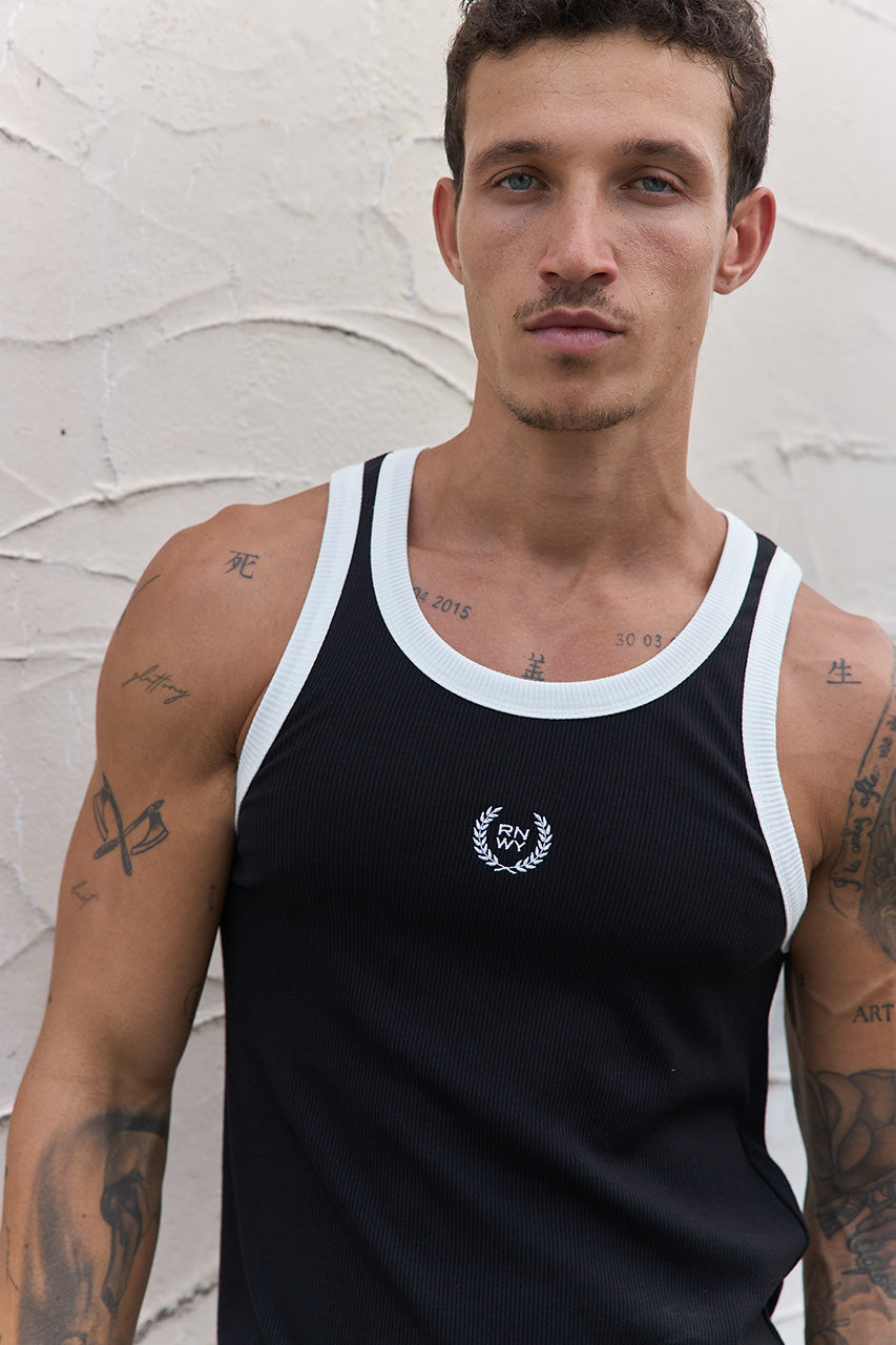 CHRIS RIBBED TANK - BLACK/OFF WHITE