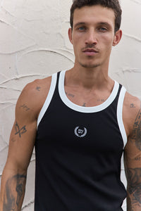 CHRIS RIBBED TANK - BLACK/OFF WHITE
