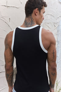 CHRIS RIBBED TANK - BLACK/OFF WHITE