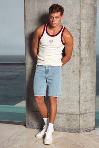 CHRIS RIBBED TANK - CREAM/WINE