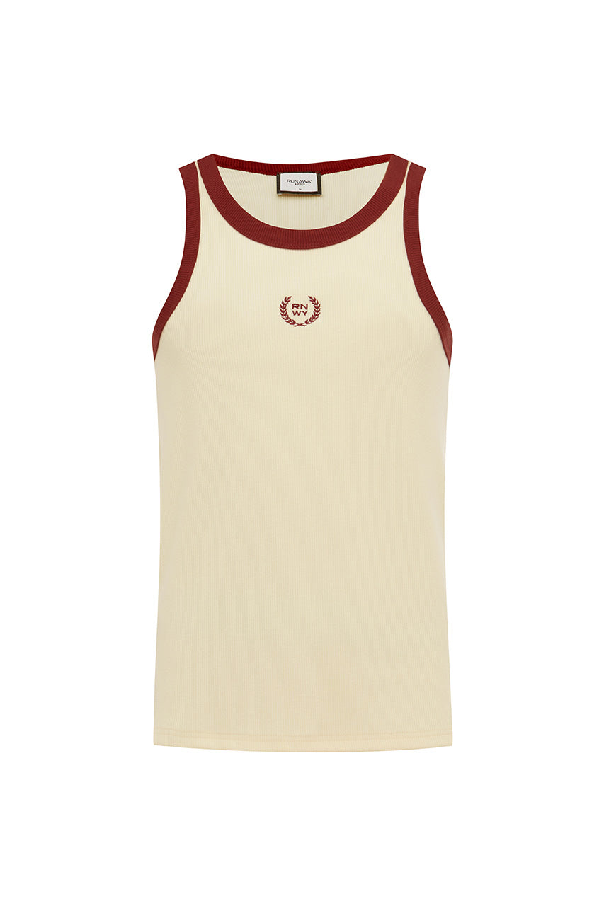 CHRIS RIBBED TANK - CREAM/WINE