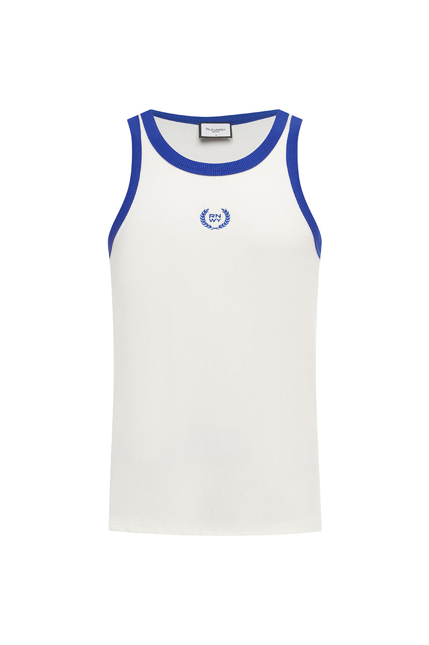 CHRIS RIBBED TANK - OFF WHITE/ROYAL