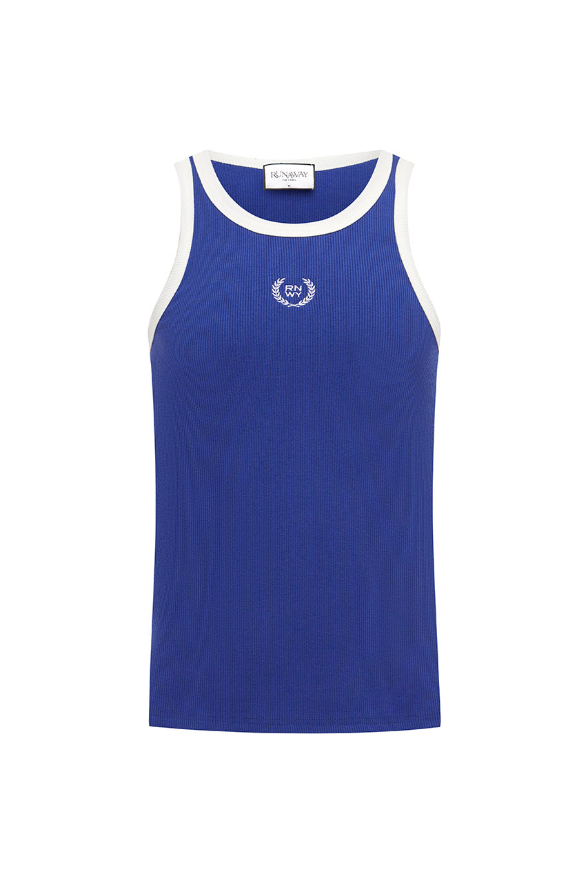 CHRIS RIBBED TANK - ROYAL BLUE/OFF WHITE