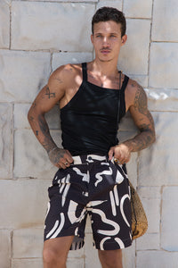COLTON TAILORED SHORTS - BLACK/SAND
