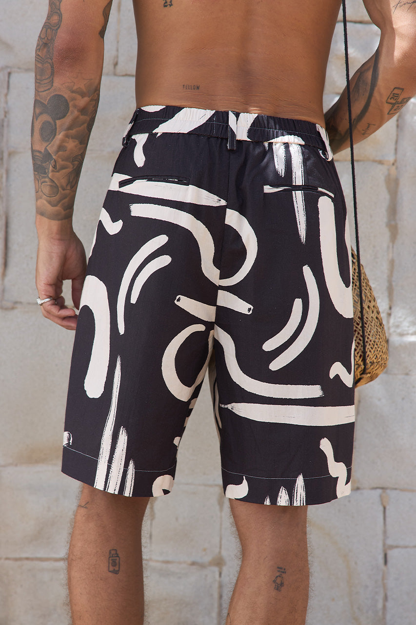 COLTON TAILORED SHORTS - BLACK/SAND