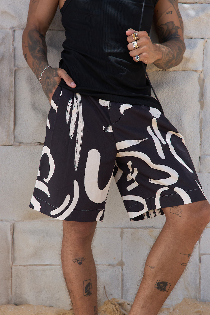 COLTON TAILORED SHORTS - BLACK/SAND