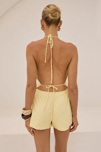 KOAH ELASTICATED SHORTS - LEMON/WHITE POLKA