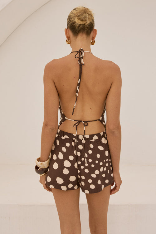 COREY BEADED HALTER COWL TOP - SALMA SPOTS