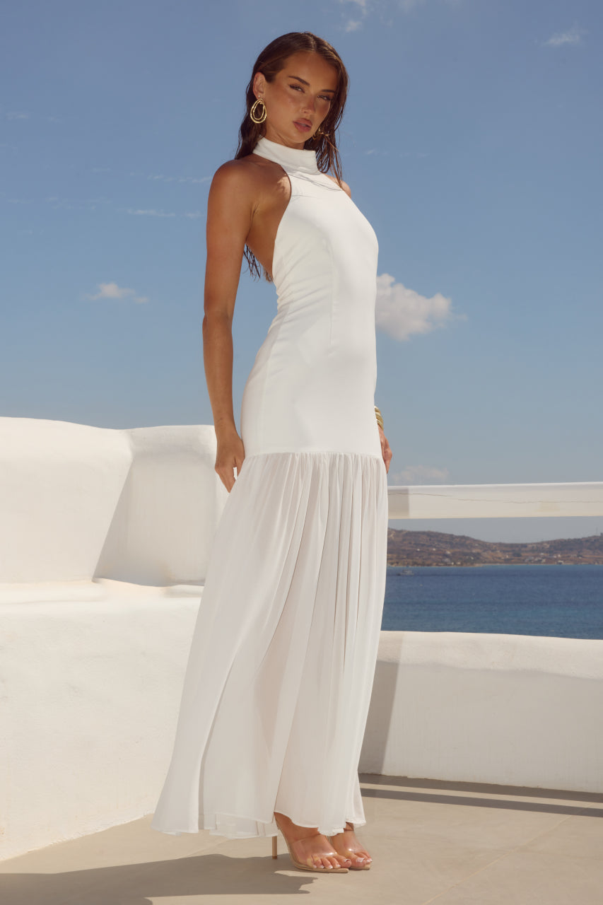 YAZMIN HALTER MAXI DRESS - OFF WHITE