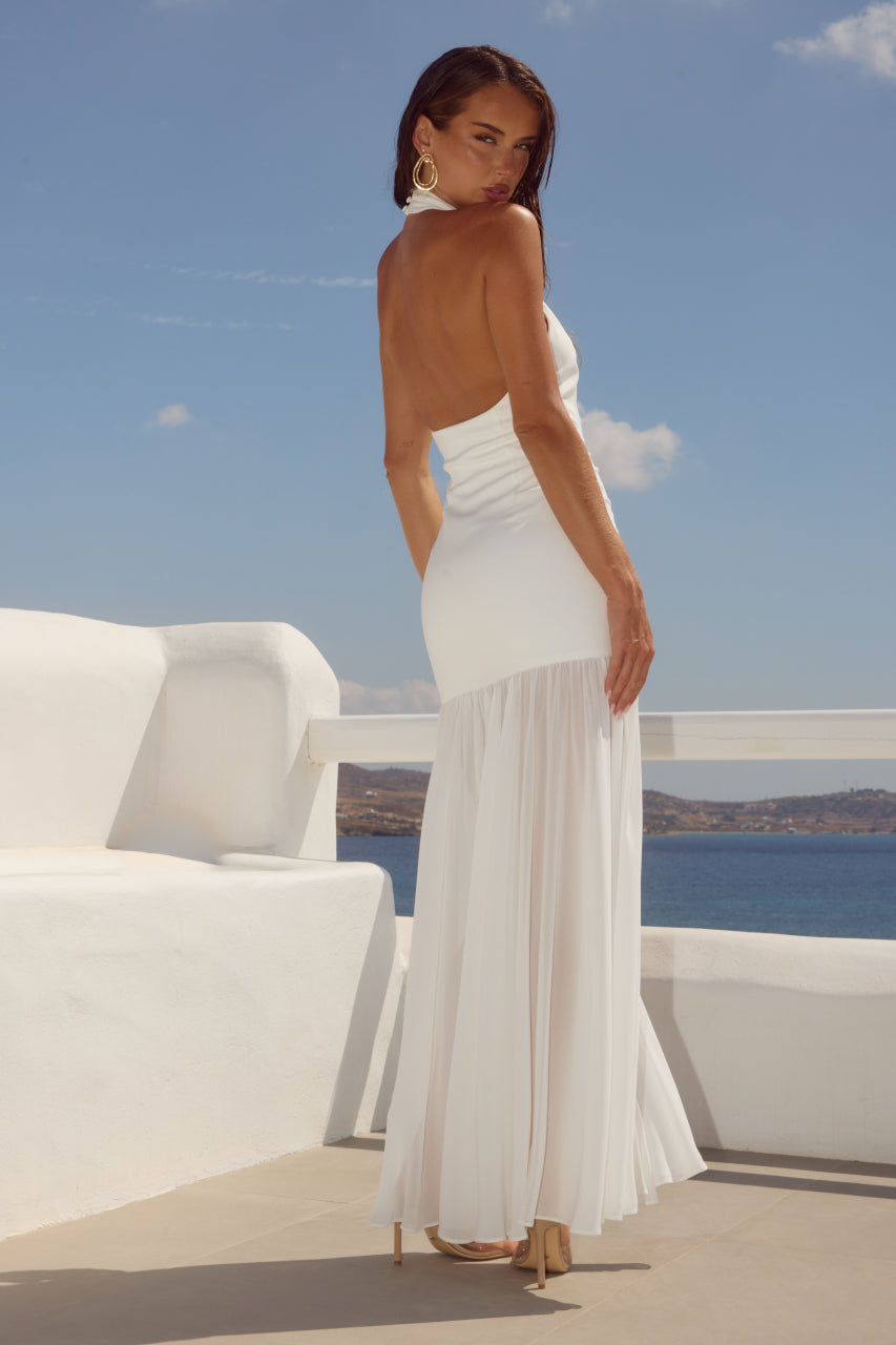 YAZMIN HALTER MAXI DRESS - OFF WHITE