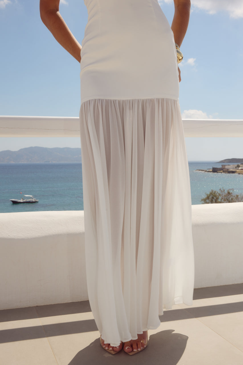 YAZMIN HALTER MAXI DRESS - OFF WHITE