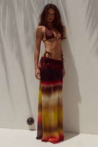 CYRUS LOW WAIST SHEER MAXI SKIRT - ANABELL RED