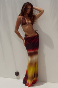 CYRUS LOW WAIST SHEER MAXI SKIRT - ANABELL RED