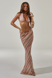 CYRUS LOW WAIST SHEER MAXI SKIRT - SADIE PINK