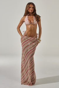 CYRUS LOW WAIST SHEER MAXI SKIRT - SADIE PINK