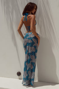 CYRUS LOW WAIST SHEER MAXI SKIRT - DANTE TEAL