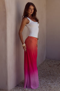 CYRUS LOW WAIST SHEER MAXI SKIRT - TROPICALE OMBRE