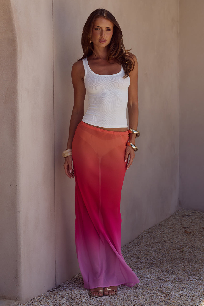 CYRUS LOW WAIST SHEER MAXI SKIRT - TROPICALE OMBRE