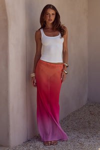 CYRUS LOW WAIST SHEER MAXI SKIRT - TROPICALE OMBRE