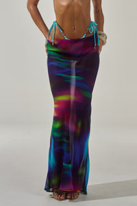 CYRUS LOW WAIST SHEER MAXI SKIRT - TUSCAN PURPLE
