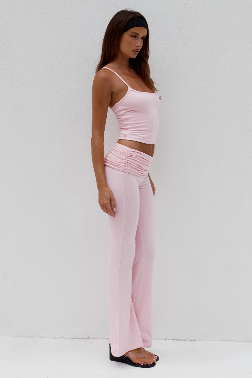 DAMARI FOLDOVER FLARE PANTS - BALLET PINK