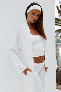 LAVINA LONGLINE KNIT CARDIGAN - CREAM