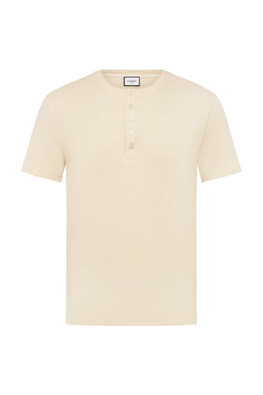 DAMIEN HENLEY NECK T-SHIRT - BISCUIT