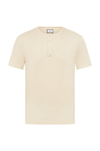 DAMIEN HENLEY NECK T-SHIRT - BISCUIT