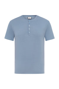 DAMIEN HENLEY NECK T-SHIRT - STEEL BLUE