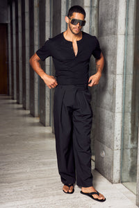 FRANKIE TAILORED WIDE LEG PANT - BLACK