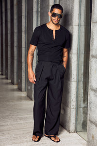 FRANKIE TAILORED WIDE LEG PANT - BLACK
