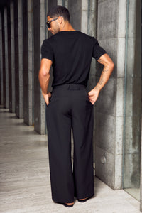 FRANKIE TAILORED WIDE LEG PANT - BLACK