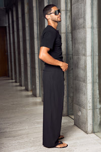 FRANKIE TAILORED WIDE LEG PANT - BLACK